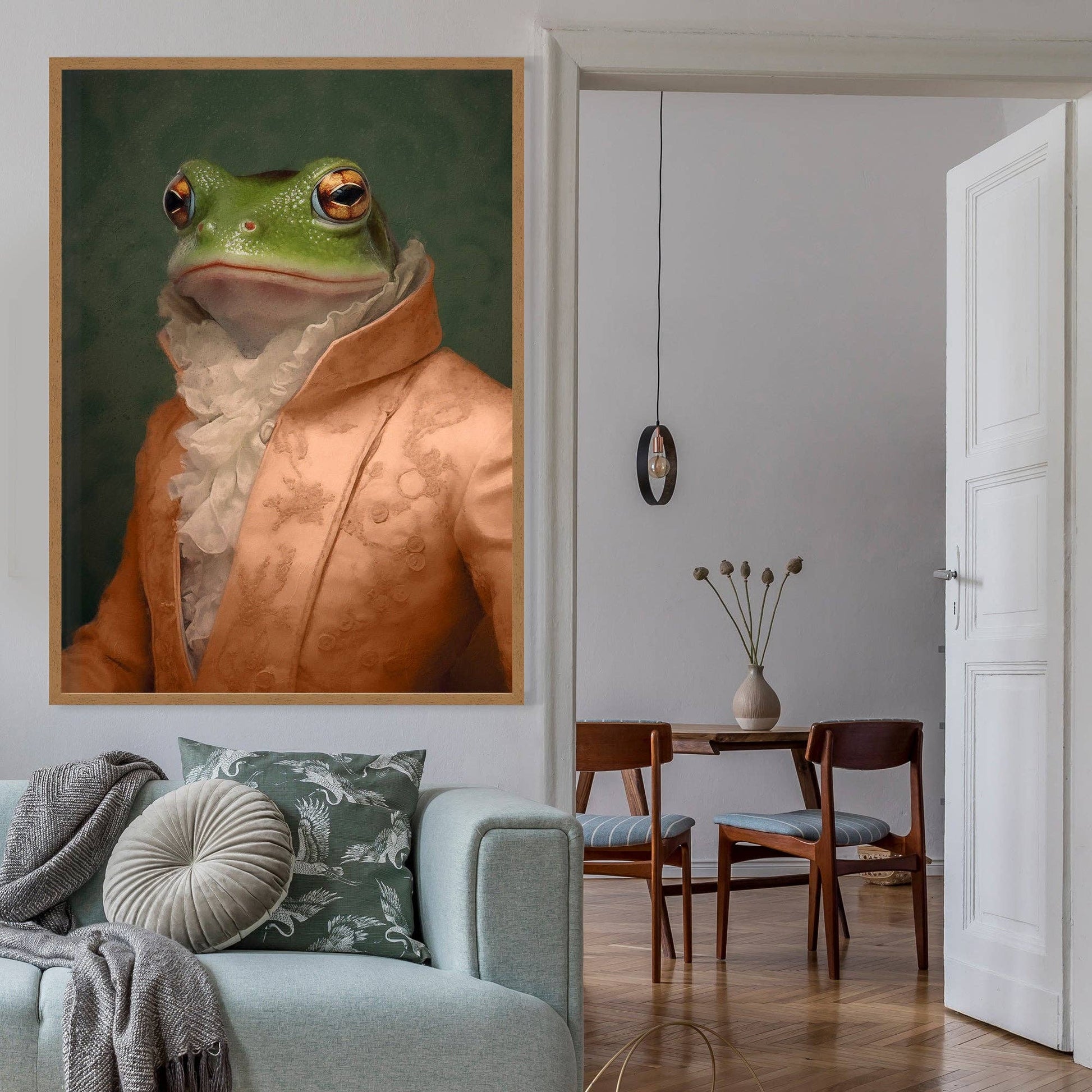 Frog in Peach Jacket Animal Portrait Print - Vintage MC