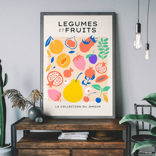 Fruit and Vegetables Minimal Pastel Art Print - Vintage MC