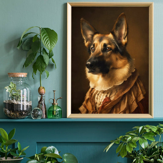 German Shepherd Alsatian Dog Portrait Print - Vintage MC
