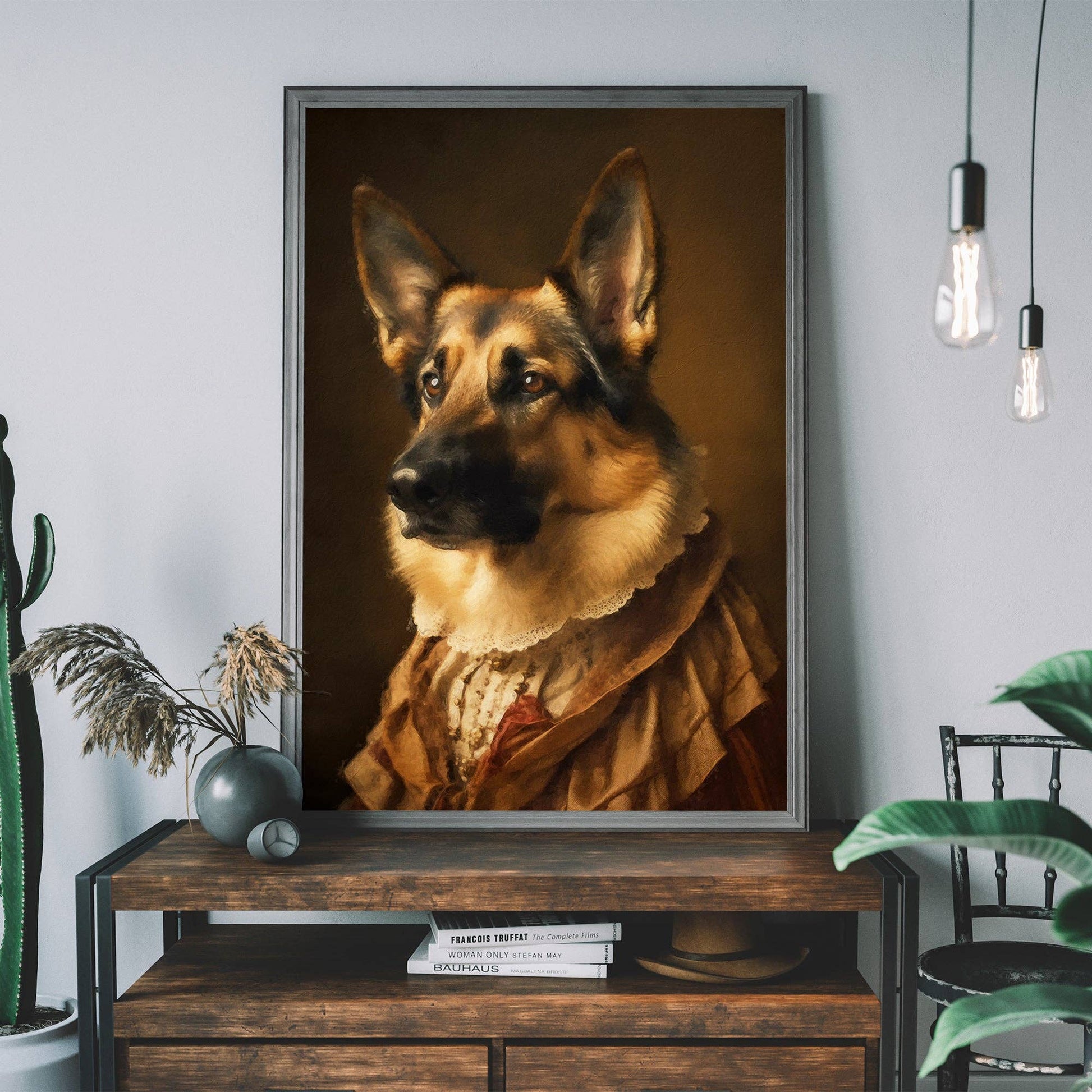 German Shepherd Alsatian Dog Portrait Print - Vintage MC