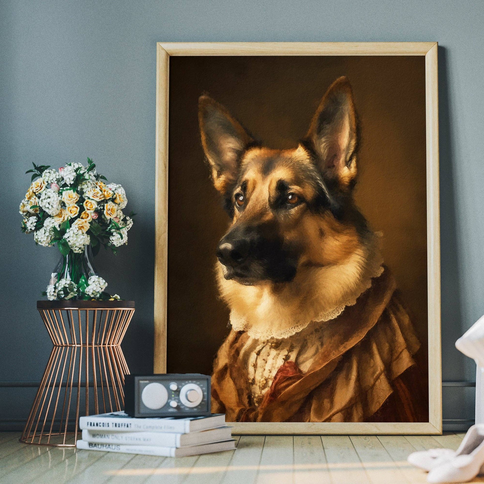 German Shepherd Alsatian Dog Portrait Print - Vintage MC