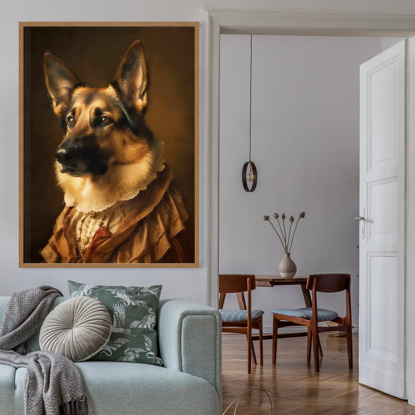 German Shepherd Alsatian Dog Portrait Print - Vintage MC