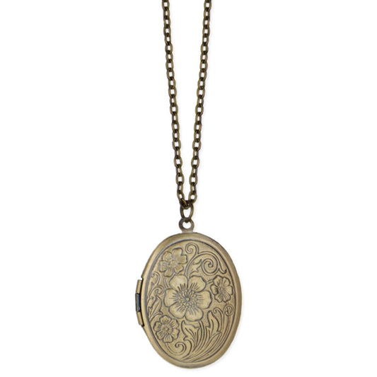 Gold Floral Locket Necklace - Vintage MC