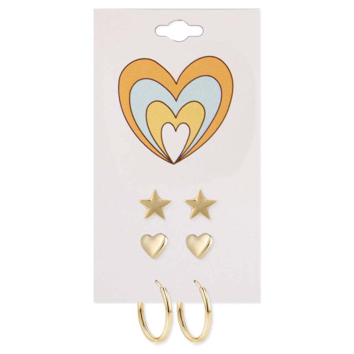 Gold Heart Star Post Hoop Earrings Set - Vintage MC