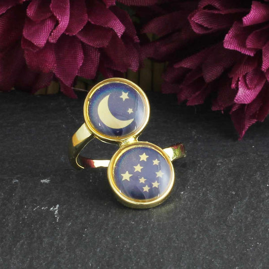 Gold Moon & Stars Mood Ring - Vintage MC