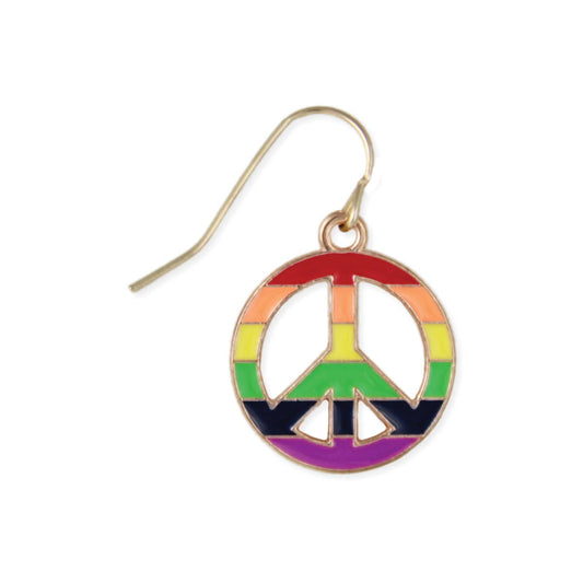 Gold Rainbow Peace Sign Earrings - Vintage MC
