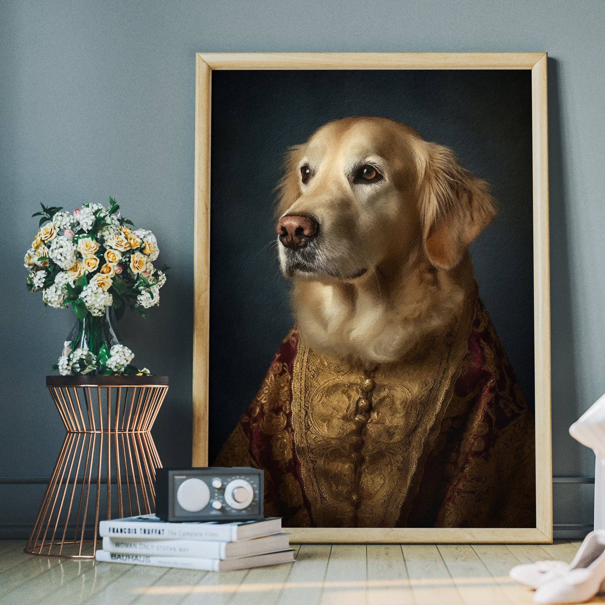 Golden Retriever Dog Portrait Print - Vintage MC