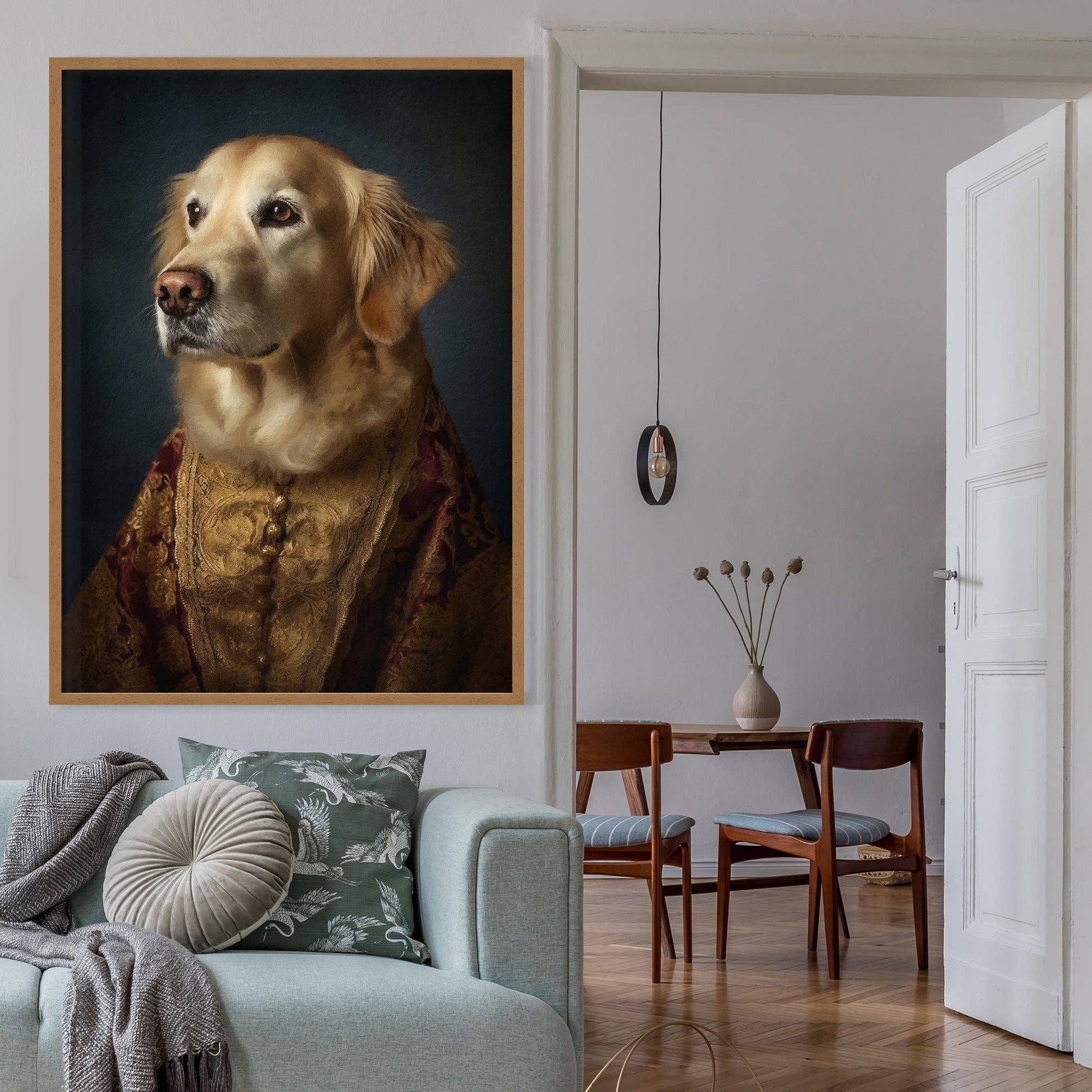 Golden Retriever Dog Portrait Print - Vintage MC