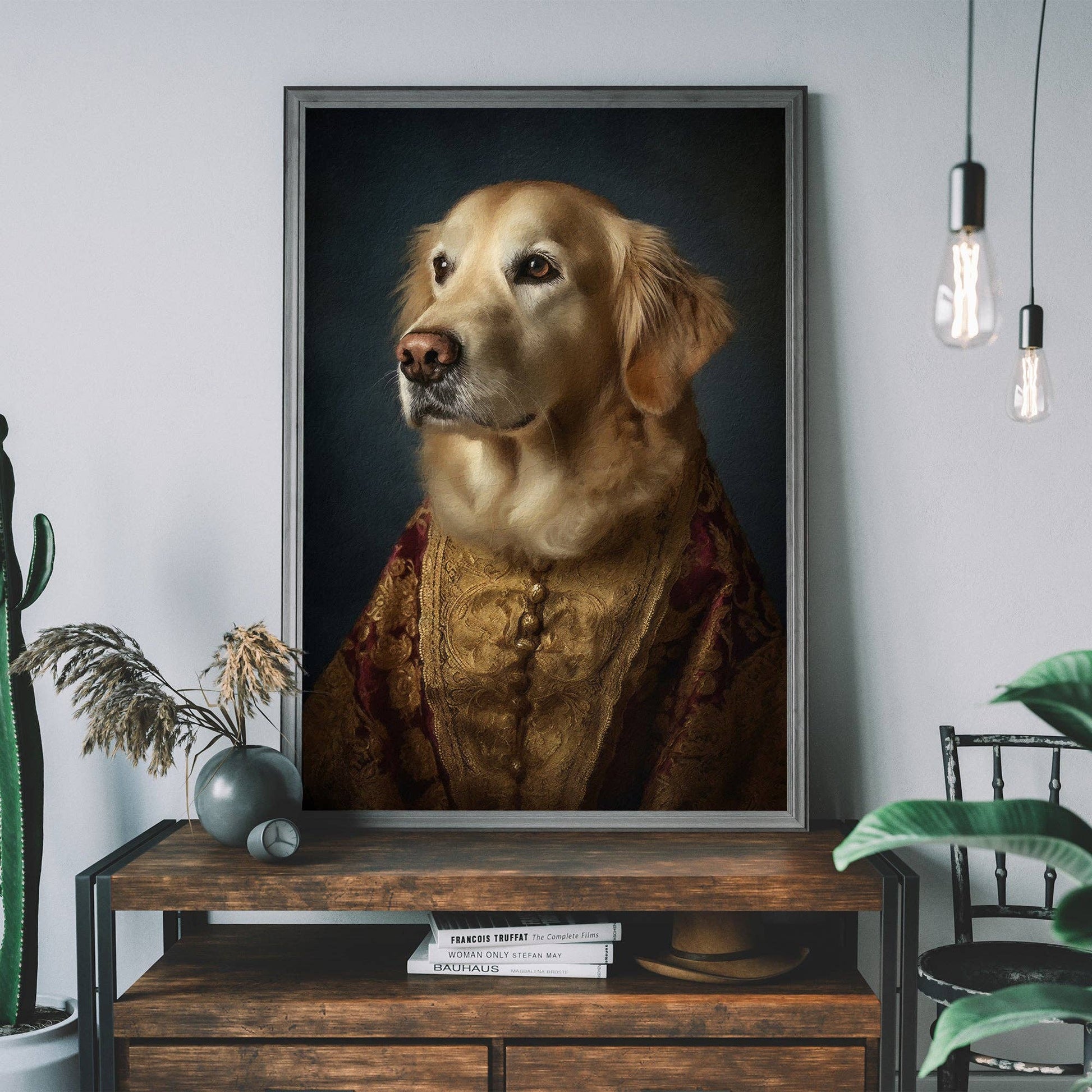 Golden Retriever Dog Portrait Print - Vintage MC