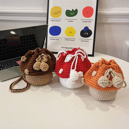 Hand - Knitted Mushroom Bag - Vintage MC