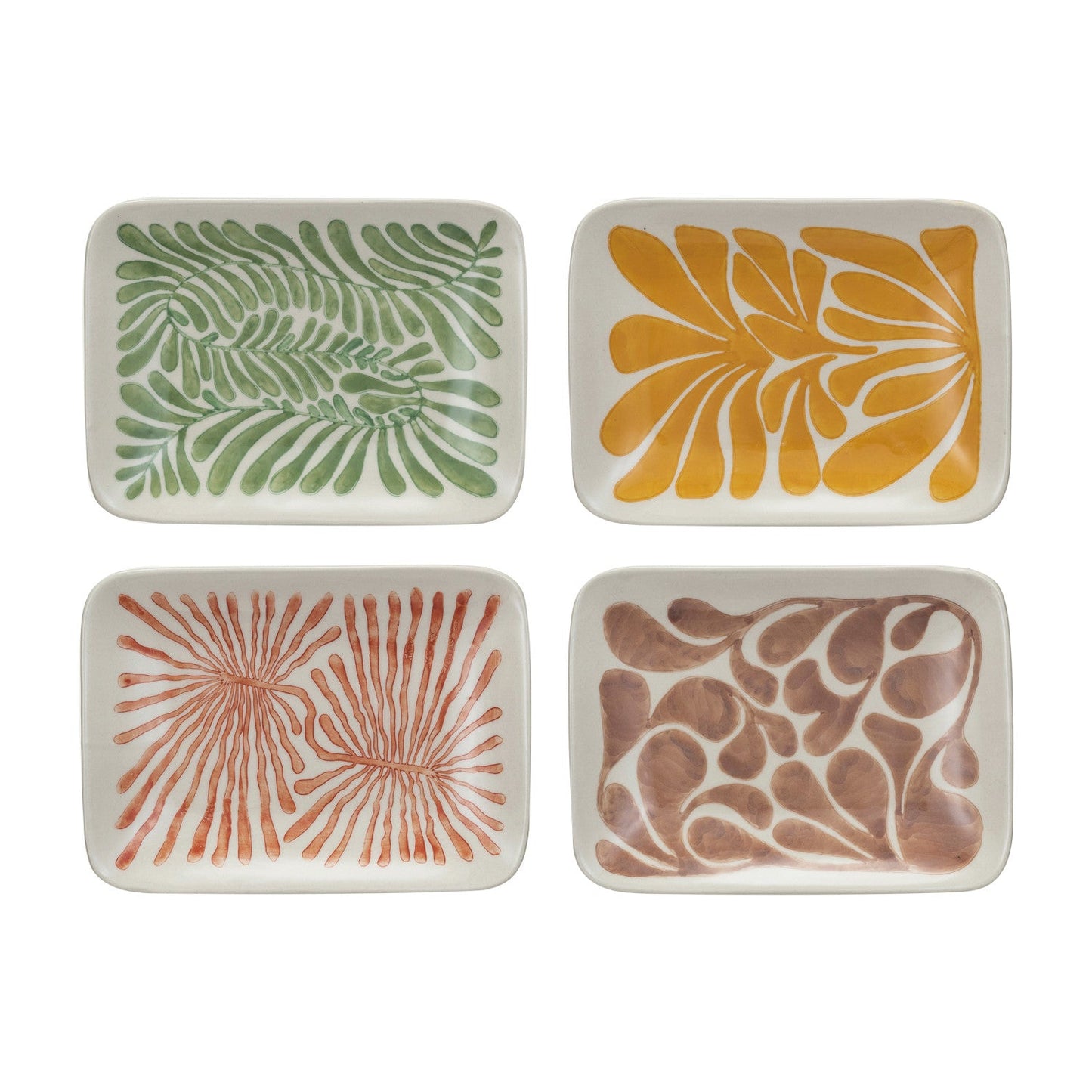Hand - Painted Stoneware Plate w/ Abstract Design - Vintage MC