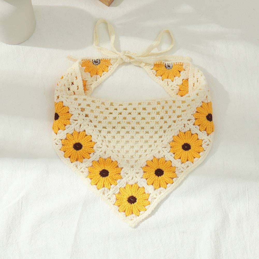 Handmade Crochet Headband Sunflower Mushroom - Vintage MC