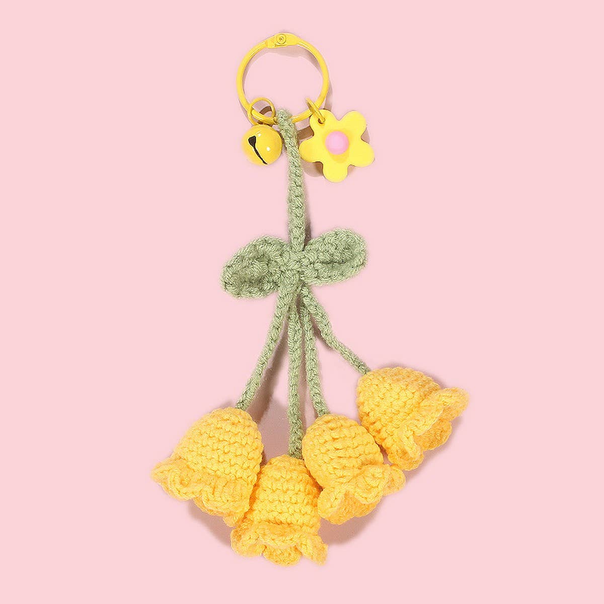 HANDWOVEN LILY OF THE VALLEY FLOWER KEYCHAIN - Vintage MC