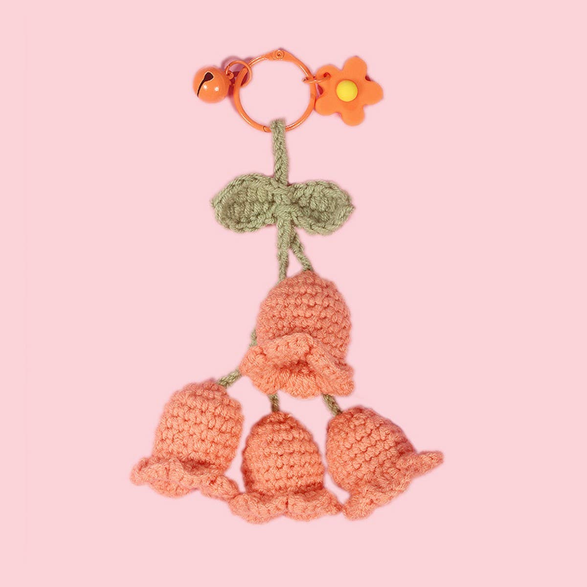 HANDWOVEN LILY OF THE VALLEY FLOWER KEYCHAIN - Vintage MC