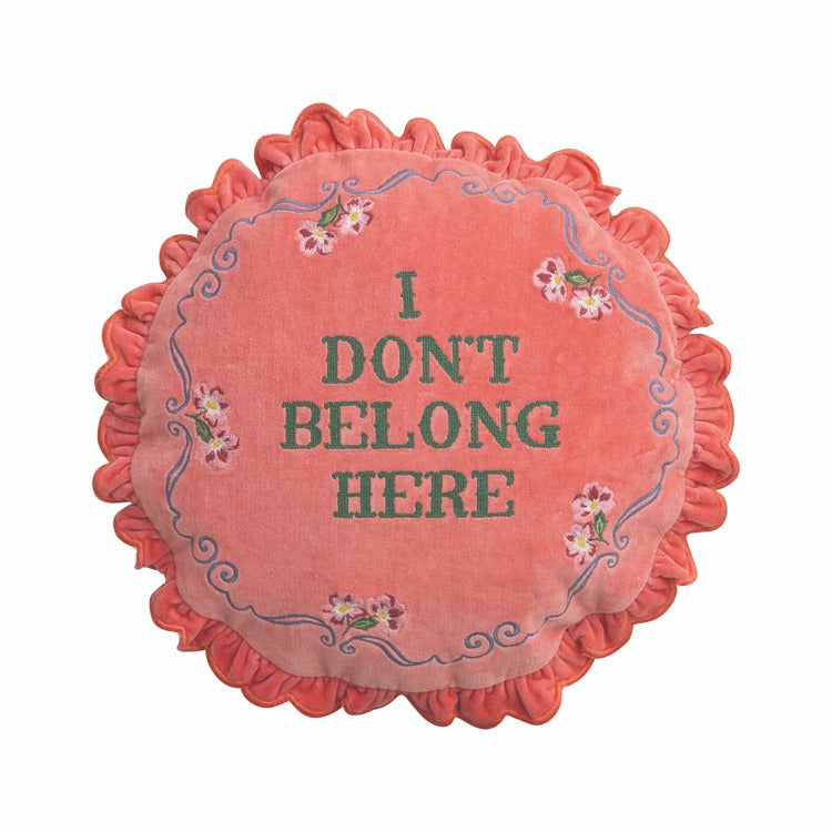 16"Rd Cotton Velvet Printed Pillow w