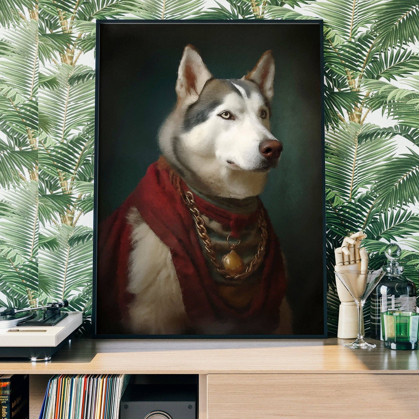 Husky Dog Portrait Print - Vintage MC