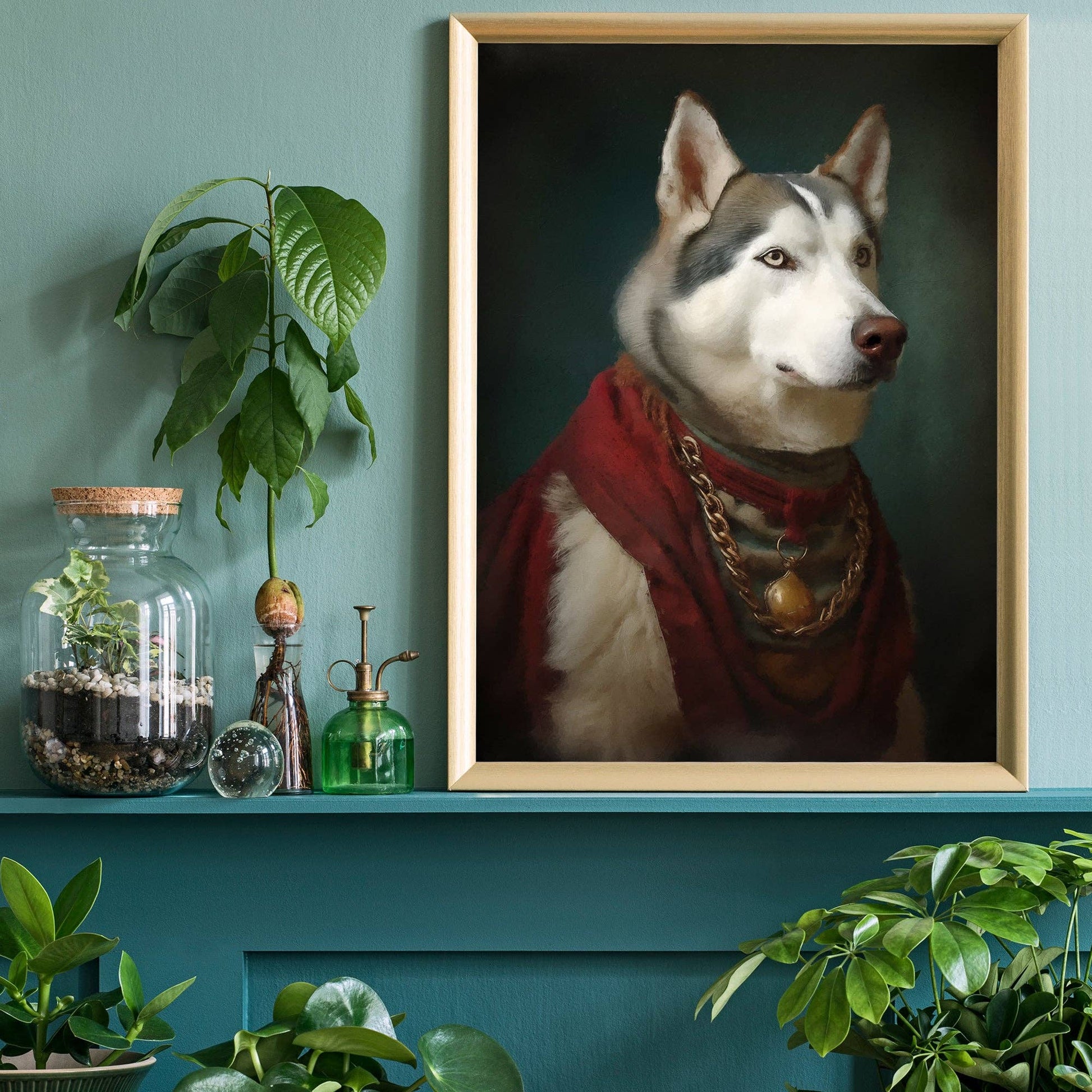 Husky Dog Portrait Print - Vintage MC