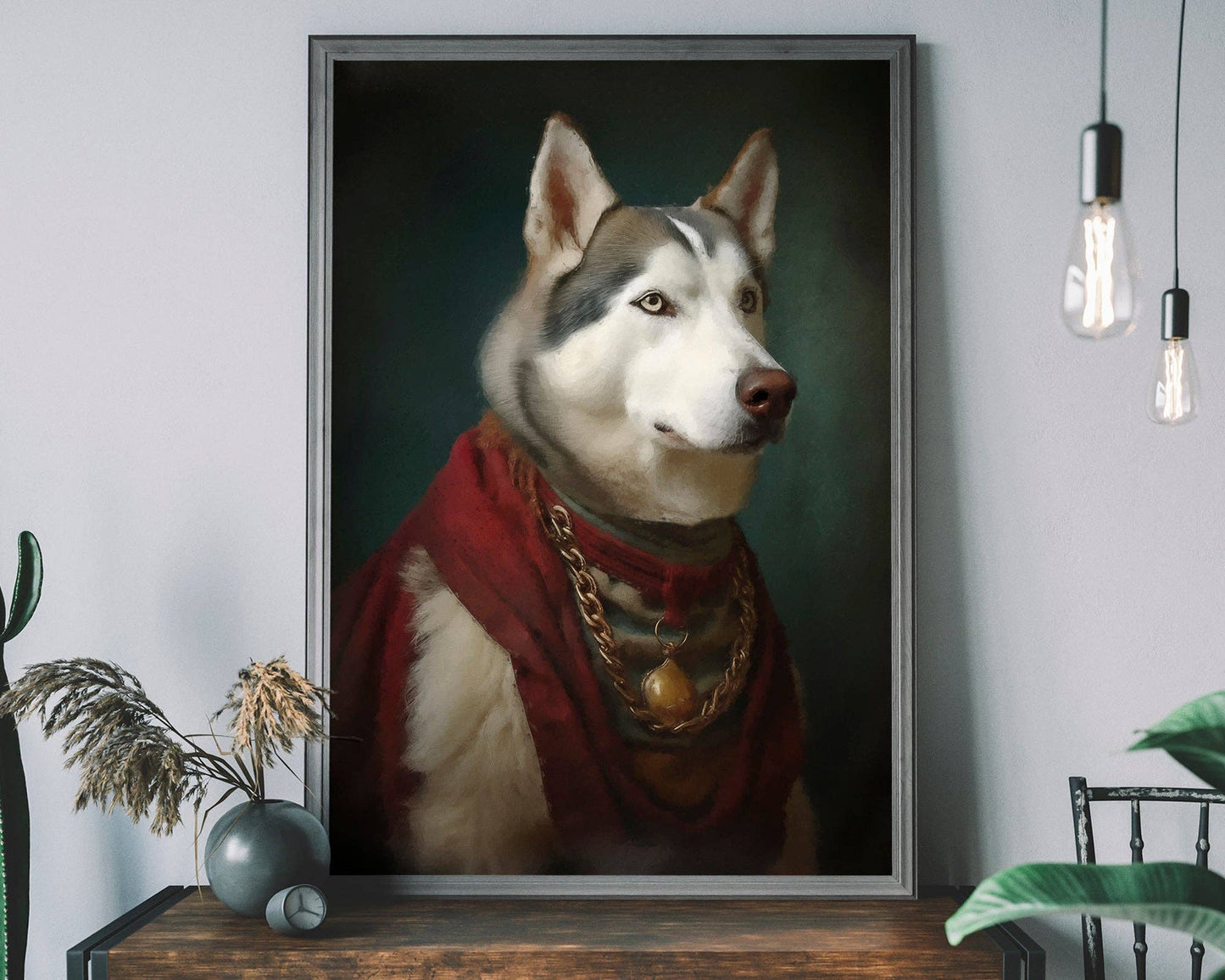 Husky Dog Portrait Print - Vintage MC