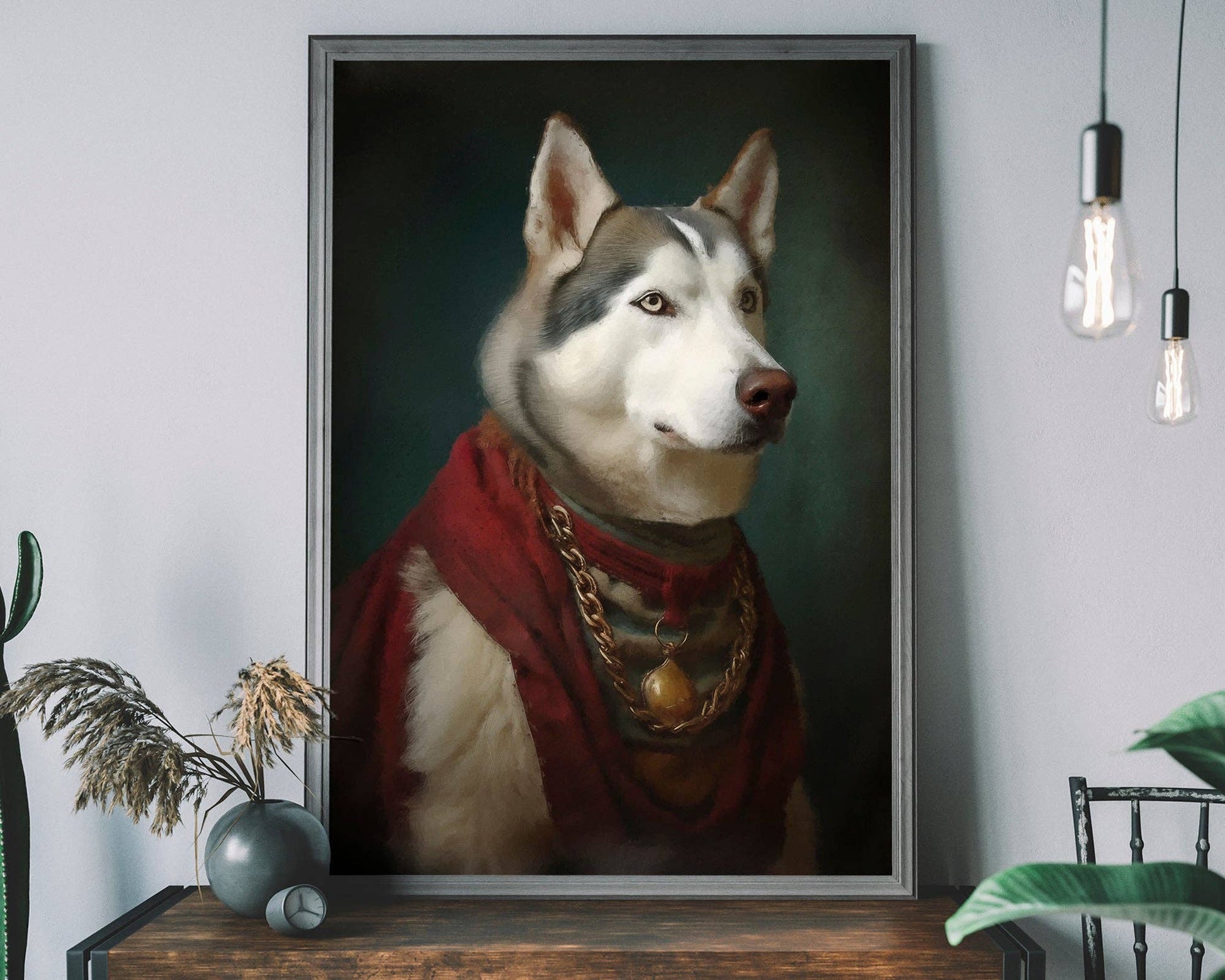 Husky Dog Portrait Print - Vintage MC