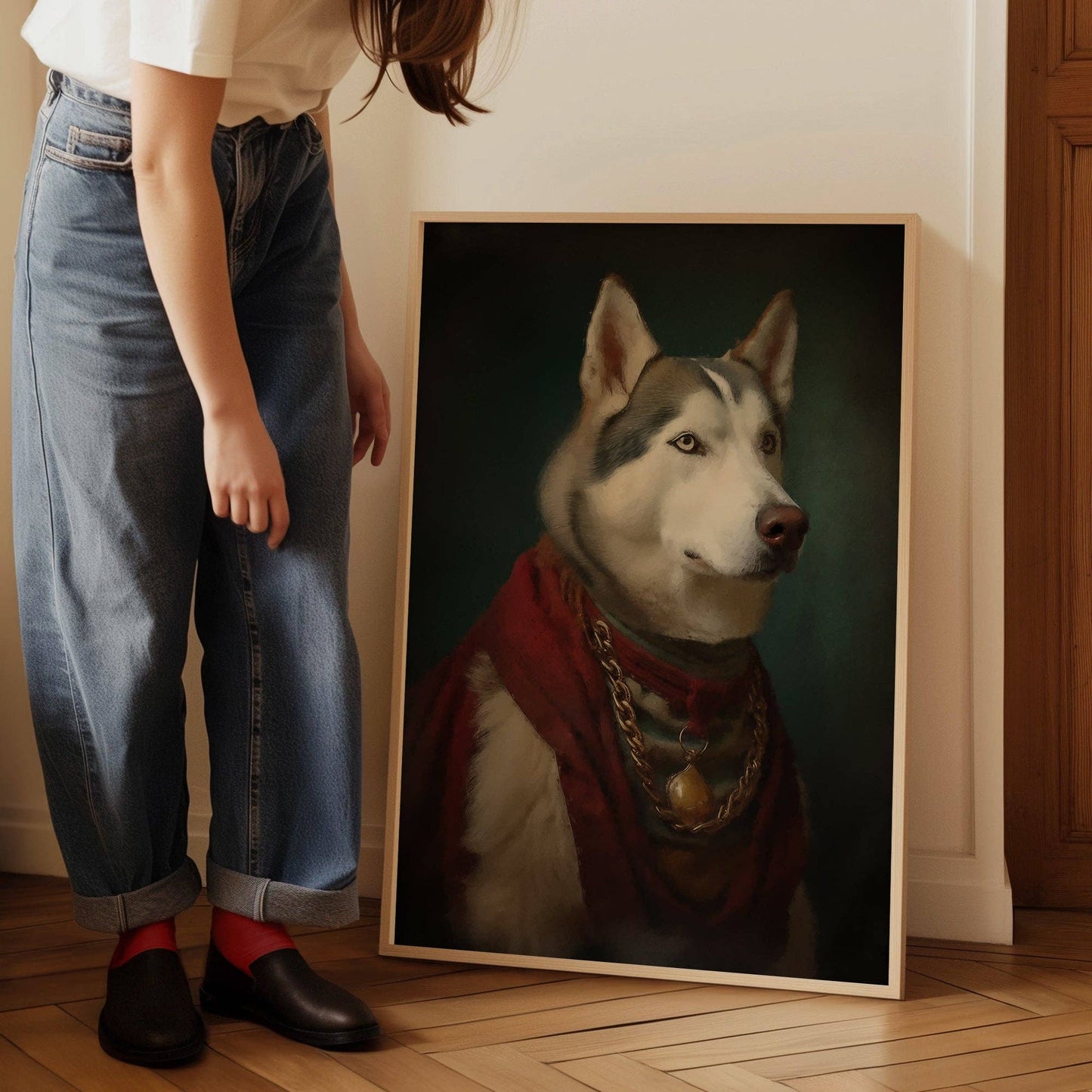Husky Dog Portrait Print - Vintage MC