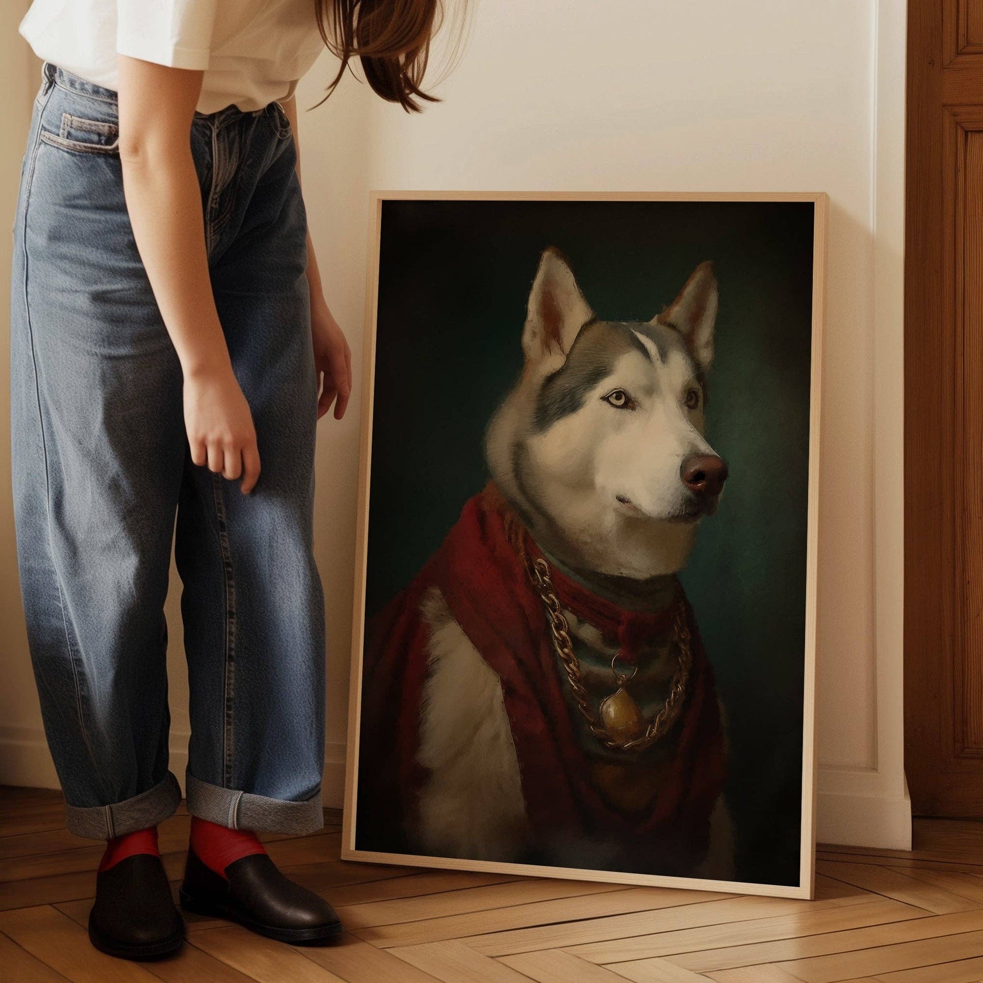 Husky Dog Portrait Print - Vintage MC