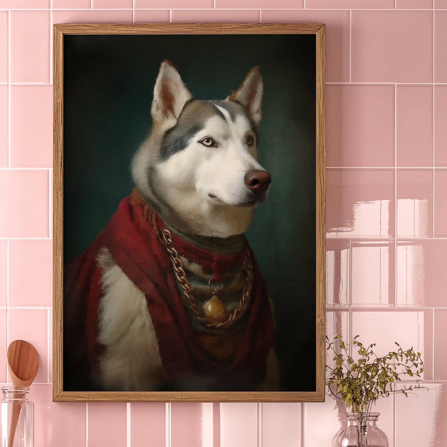 Husky Dog Portrait Print - Vintage MC