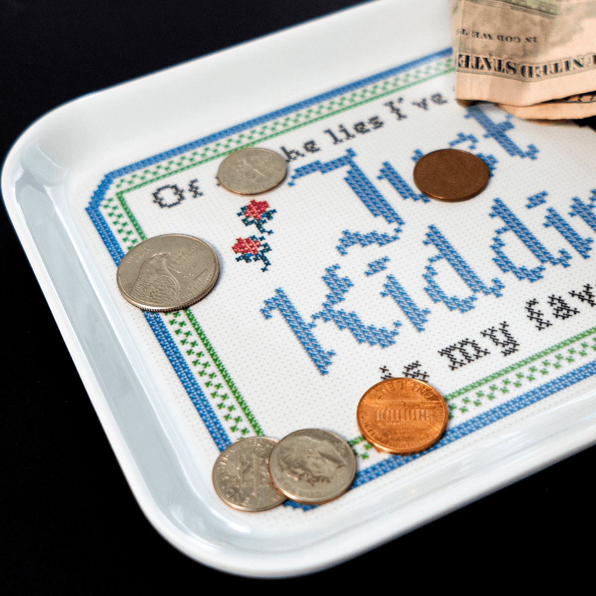 JUST KIDDING Small Trinket Tray - Vintage MC