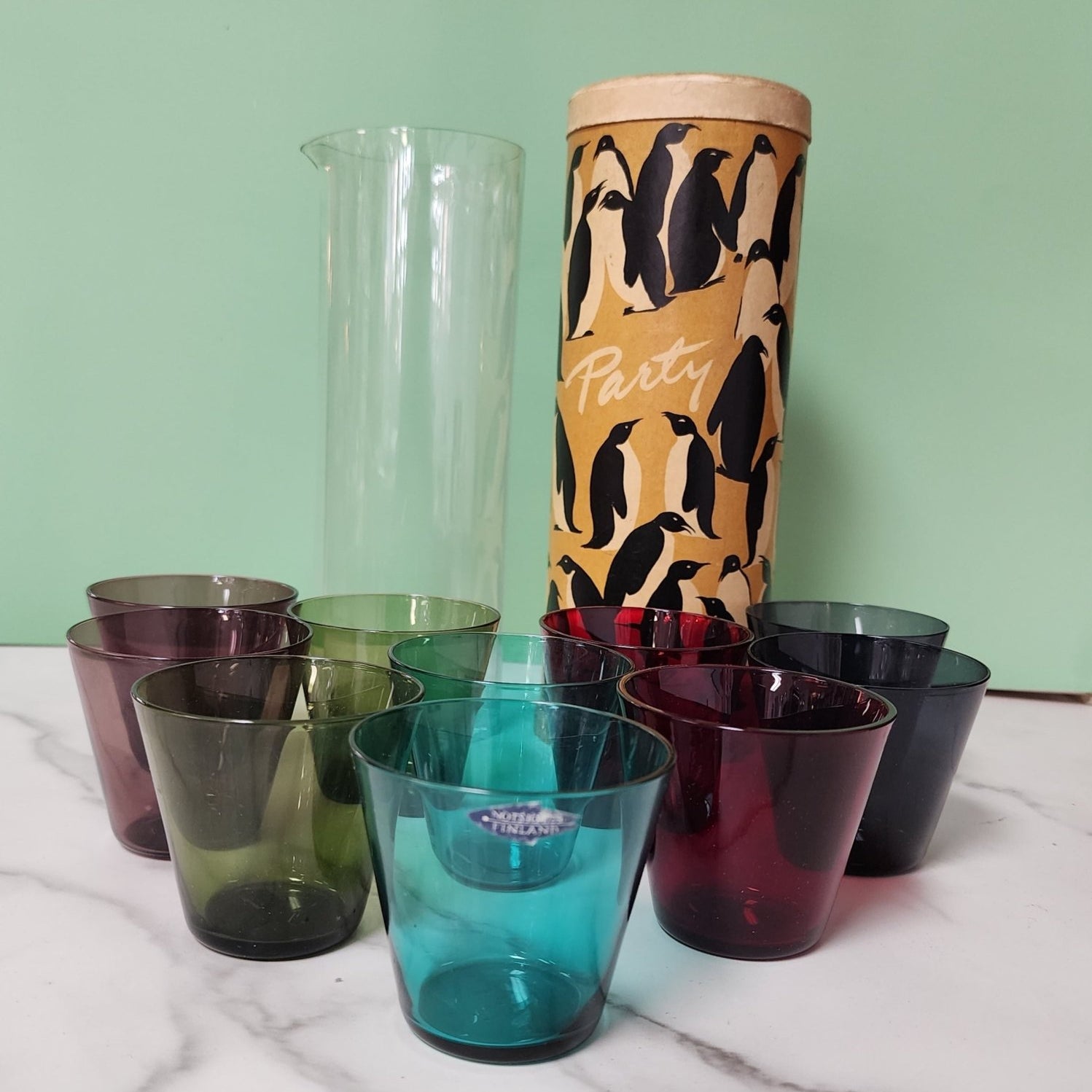 Kaj Franck designed Nutajarvi Penguin Party Glassware Set - Vintage MC