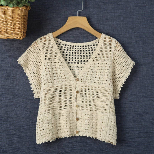 Knit Short - Sleeve Cardigan - Vintage MC