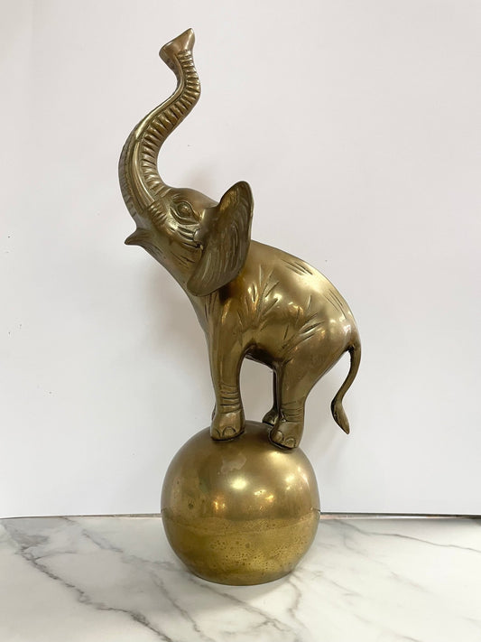 Large Brass Elephant Sculpture - Vintage MC