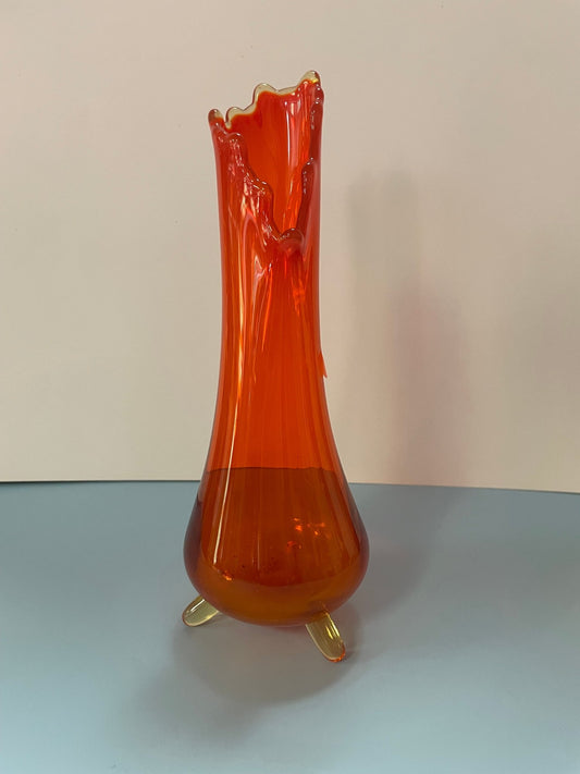 LE Smith 3 Toed Swung Glass Vase - Vintage MC