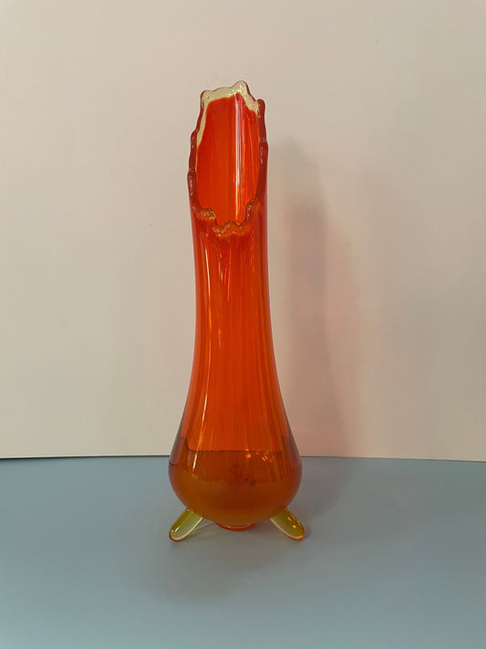 LE Smith 3 Toed Swung Glass Vase - Vintage MC