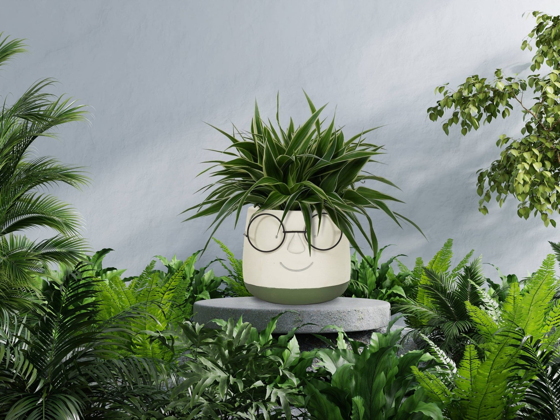 Lg Face Planter w/Glasses - 6” - Vintage MC