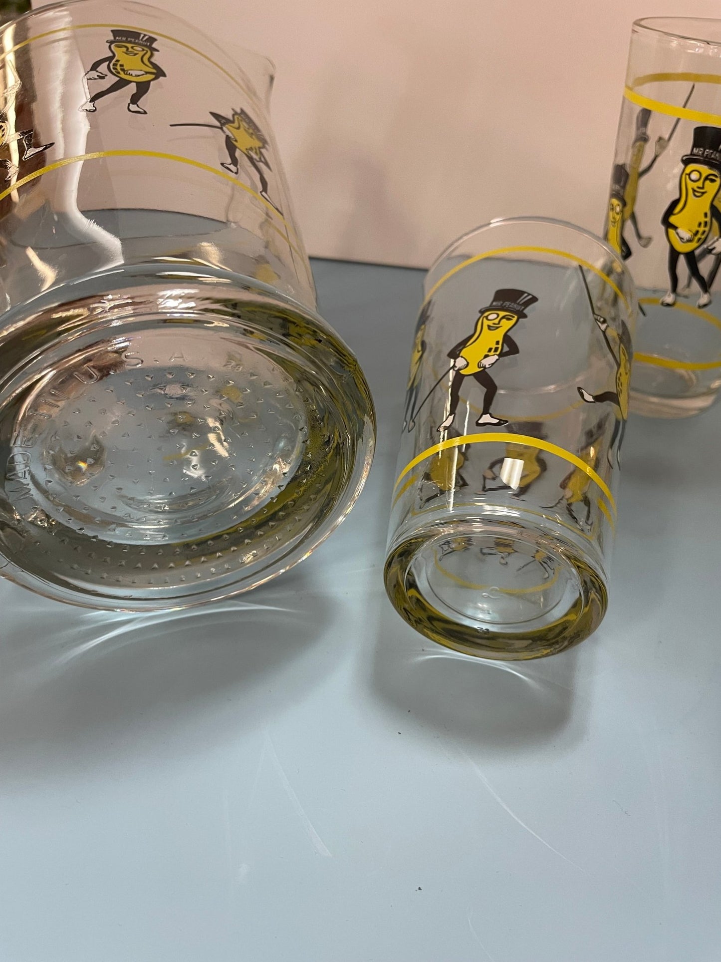 Libbey Mr. Peanut Pitcher and Glasses - Vintage MC
