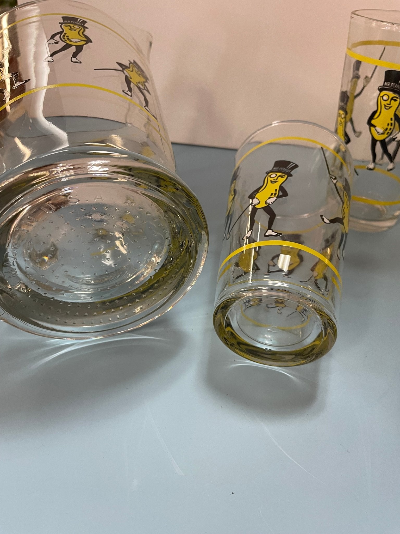 Libbey Mr. Peanut Pitcher and Glasses - Vintage MC