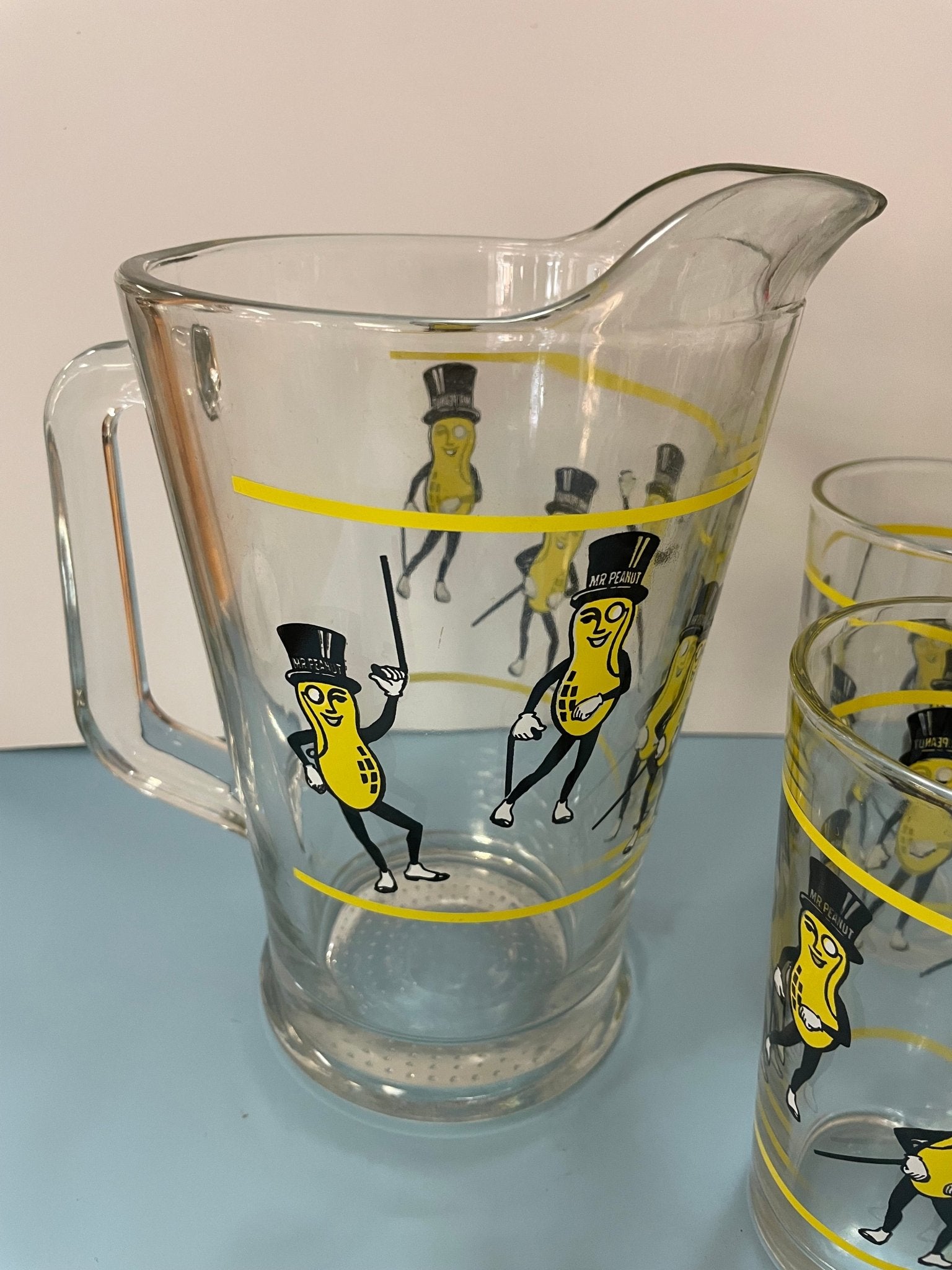 Libbey Mr. Peanut Pitcher and Glasses - Vintage MC