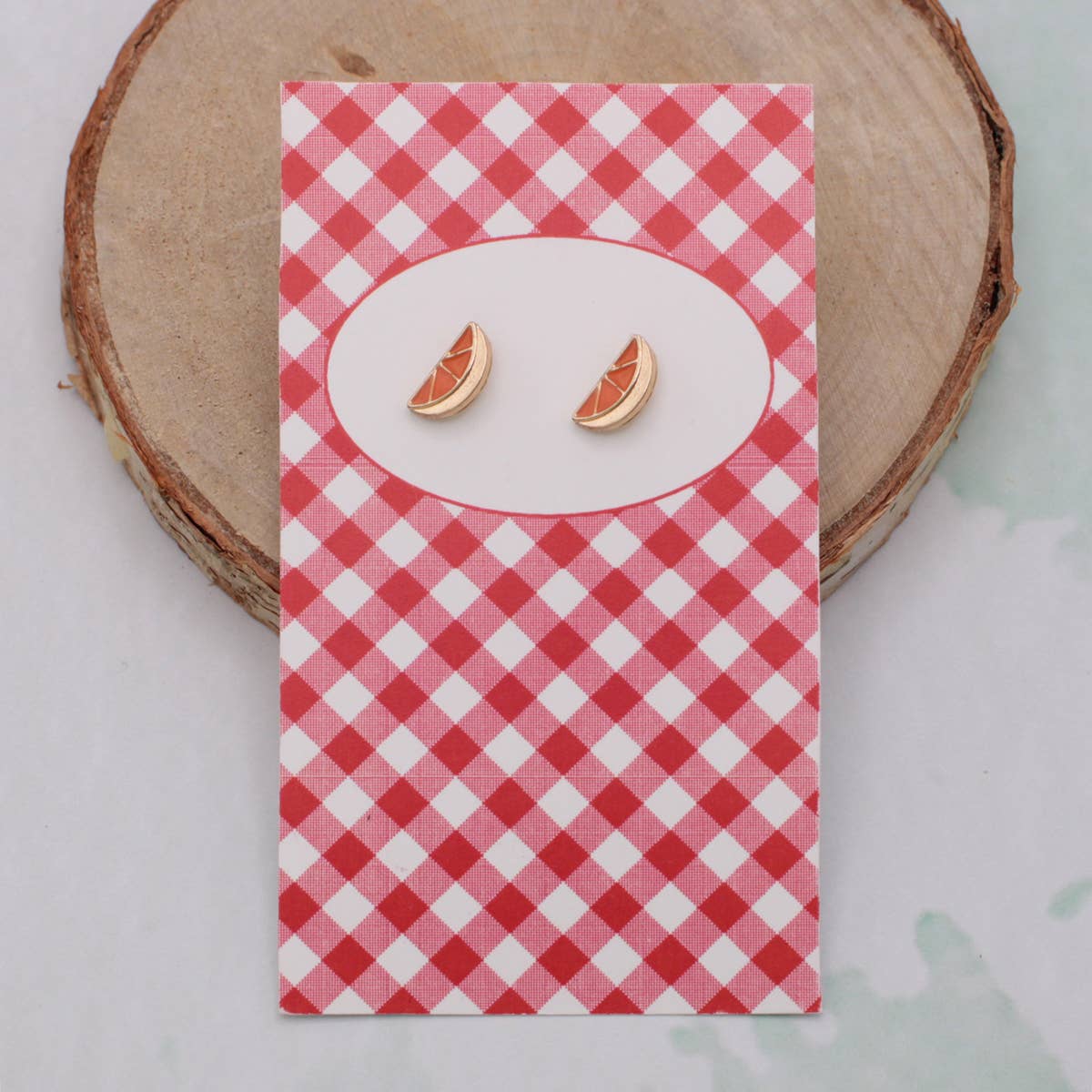 Lovely Day for a Picnic Orange Post Earrings - Vintage MC