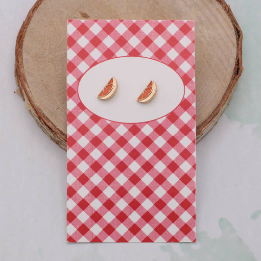 Lovely Day for a Picnic Orange Post Earrings - Vintage MC