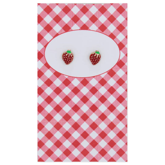 Lovely Day for a Picnic Strawberry Post Earrings - Vintage MC