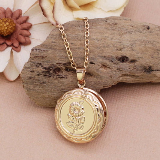 Memories Gold Flower Locket Necklace - Vintage MC
