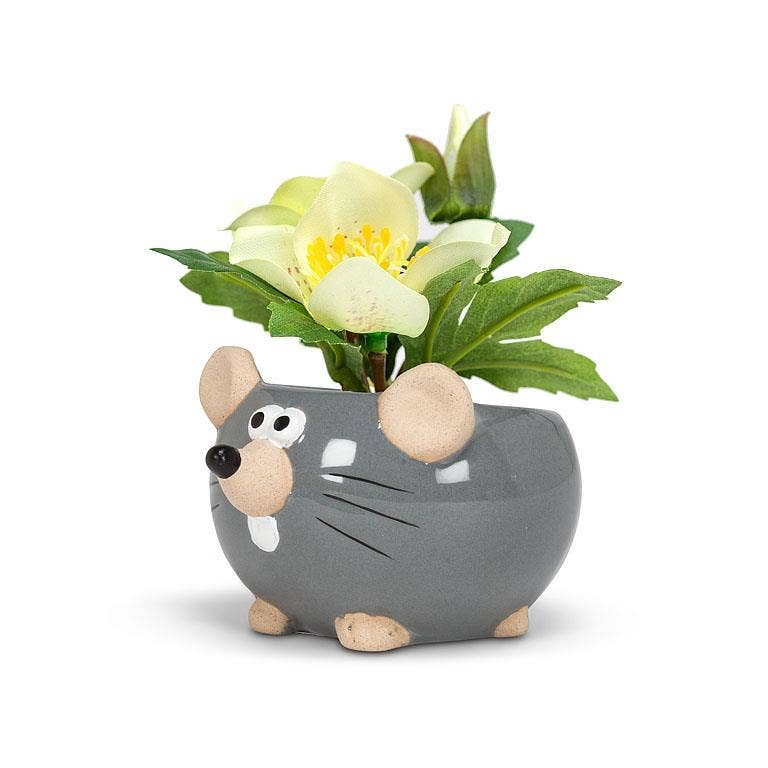 Mini Mouse Planter - Gry - 2"H - Vintage MC