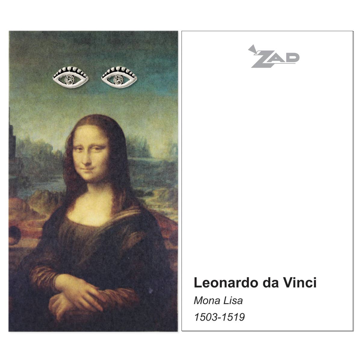 Mona Lisa Fine Art Silver Eye Post Earrings - Vintage MC