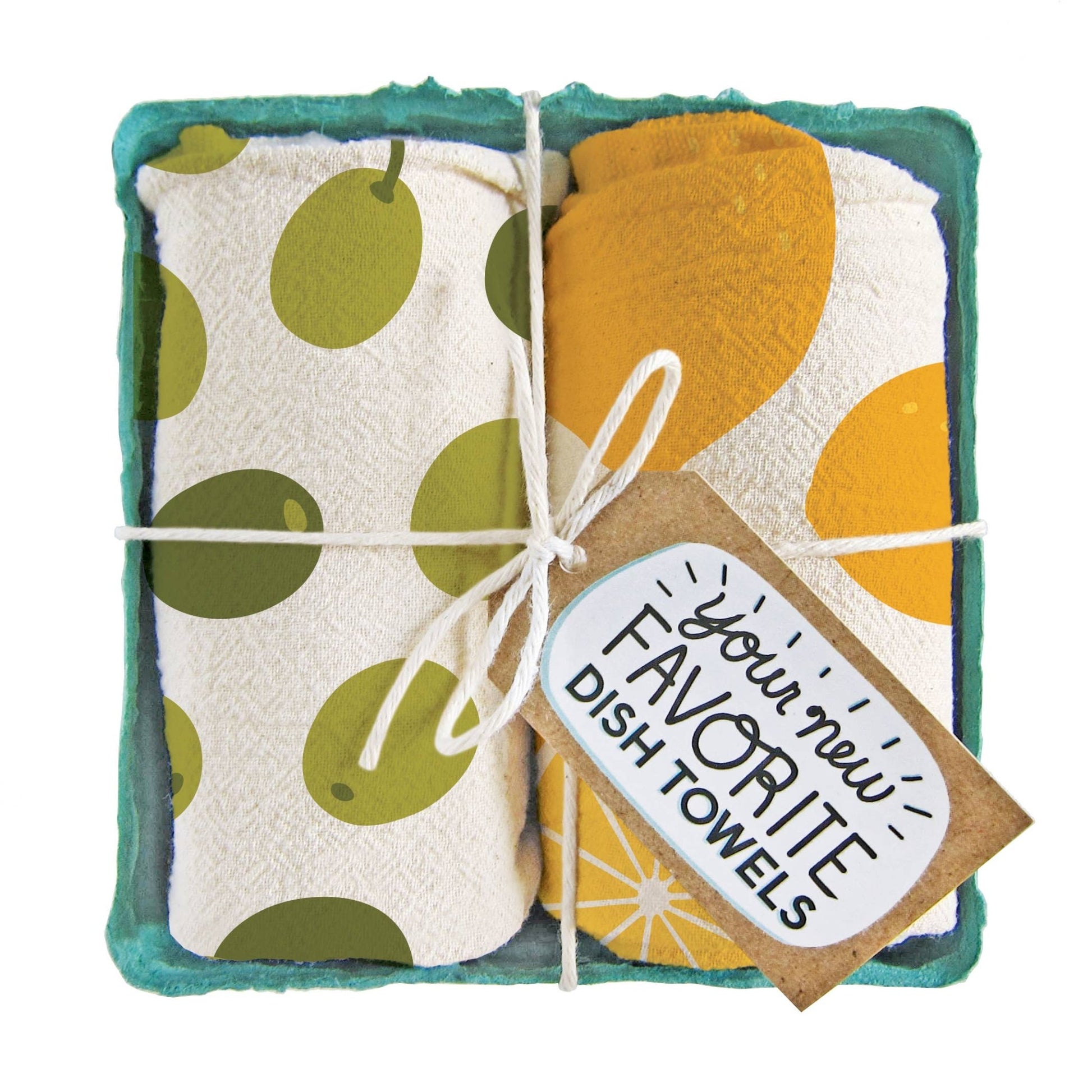 OLIVES WITH A TWIST (Olive, Lemon) - Tea Towel Set of 2 - Vintage MC