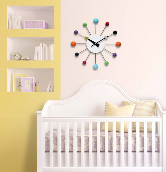 Orb Spoke Multi - Color Indoor Wall Clock 15 Inch - Vintage MC