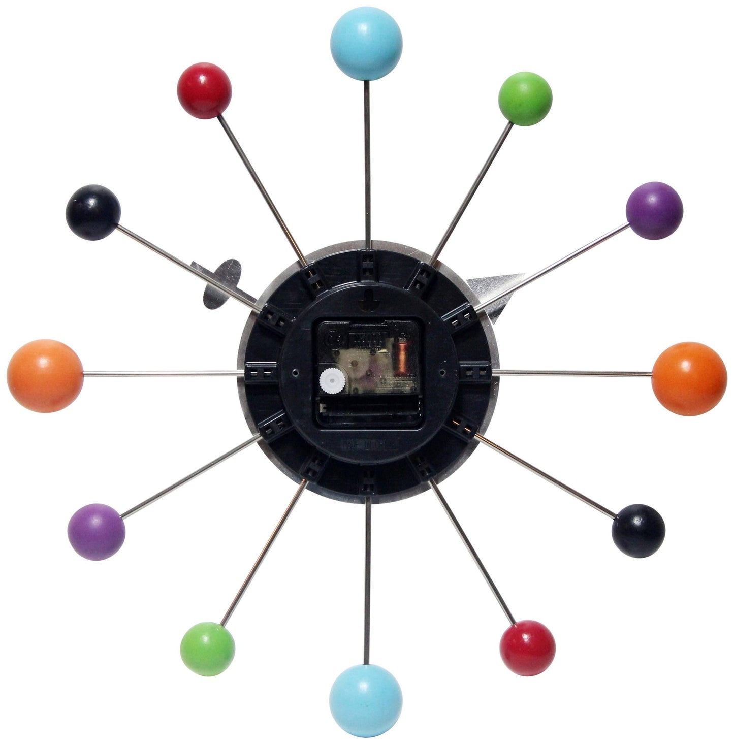 Orb Spoke Multi - Color Indoor Wall Clock 15 Inch - Vintage MC