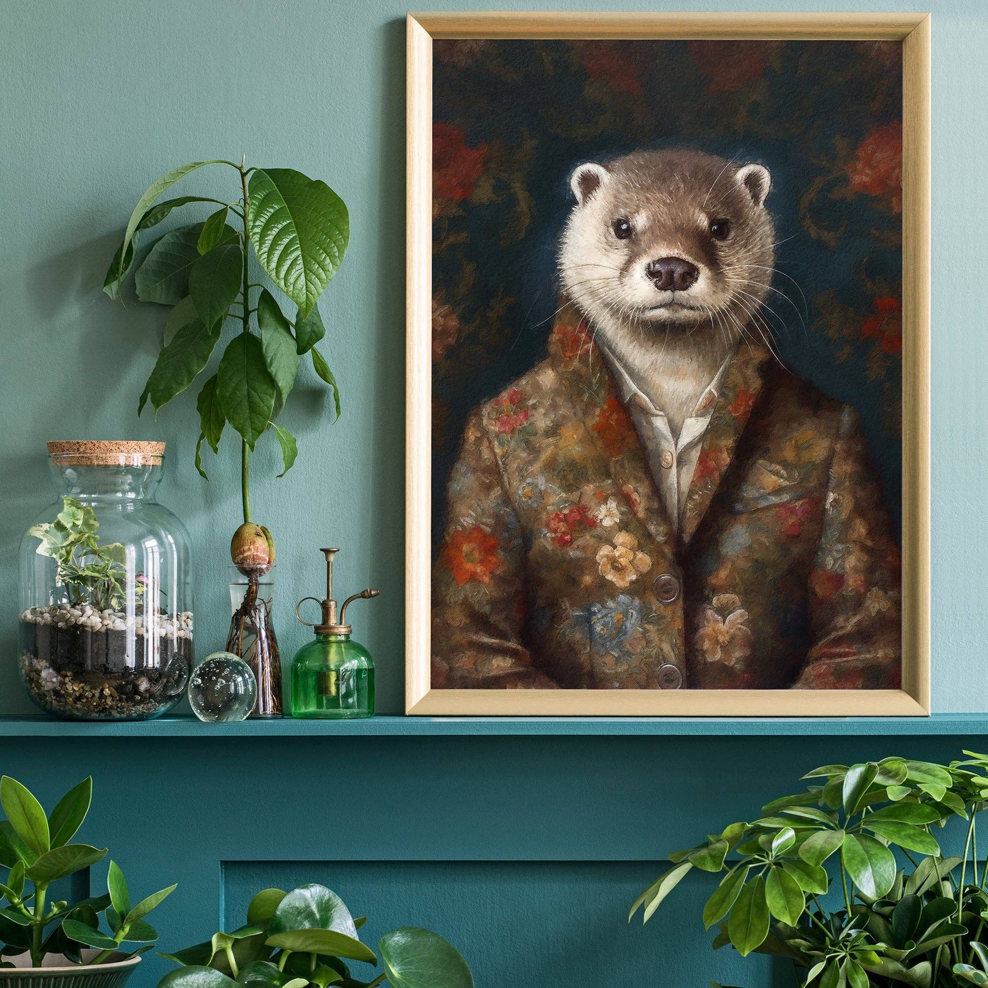 Otter Animal Portrait Print - Vintage MC