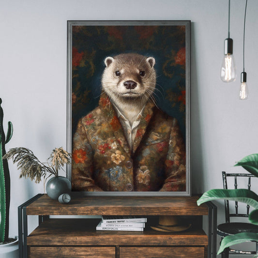 Otter Animal Portrait Print - Vintage MC