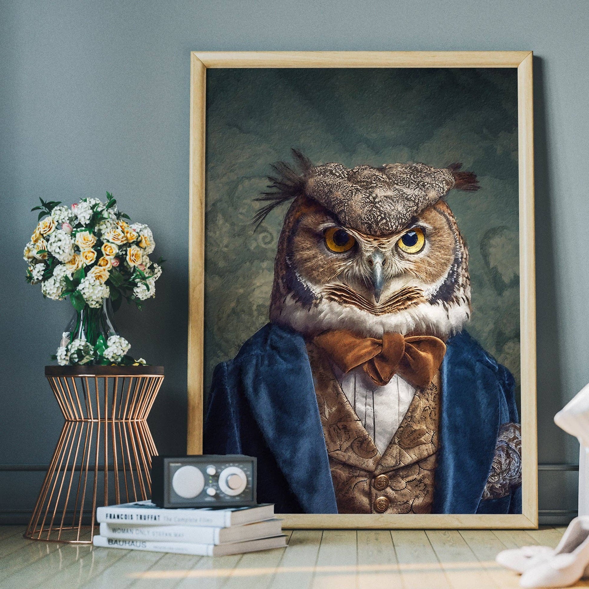 Owl Animal Portrait Print - Vintage MC