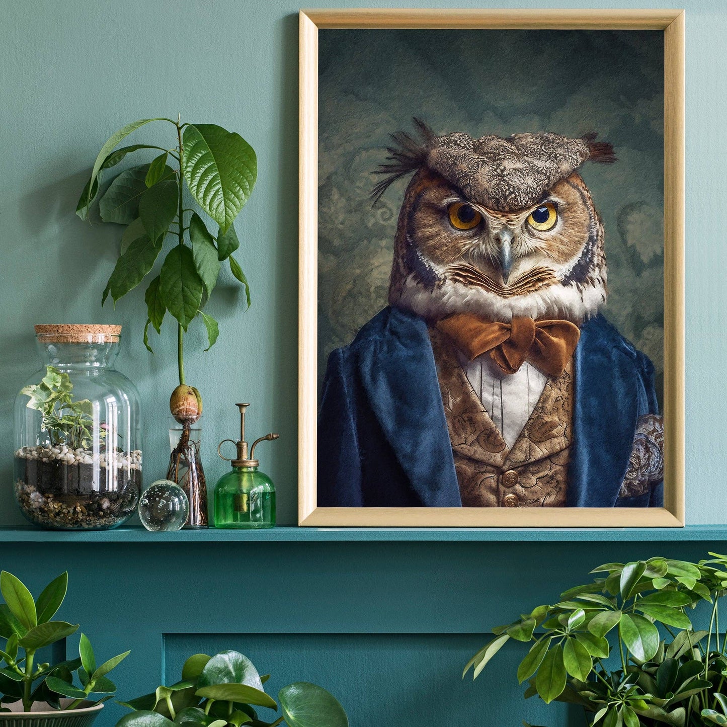 Owl Animal Portrait Print - Vintage MC