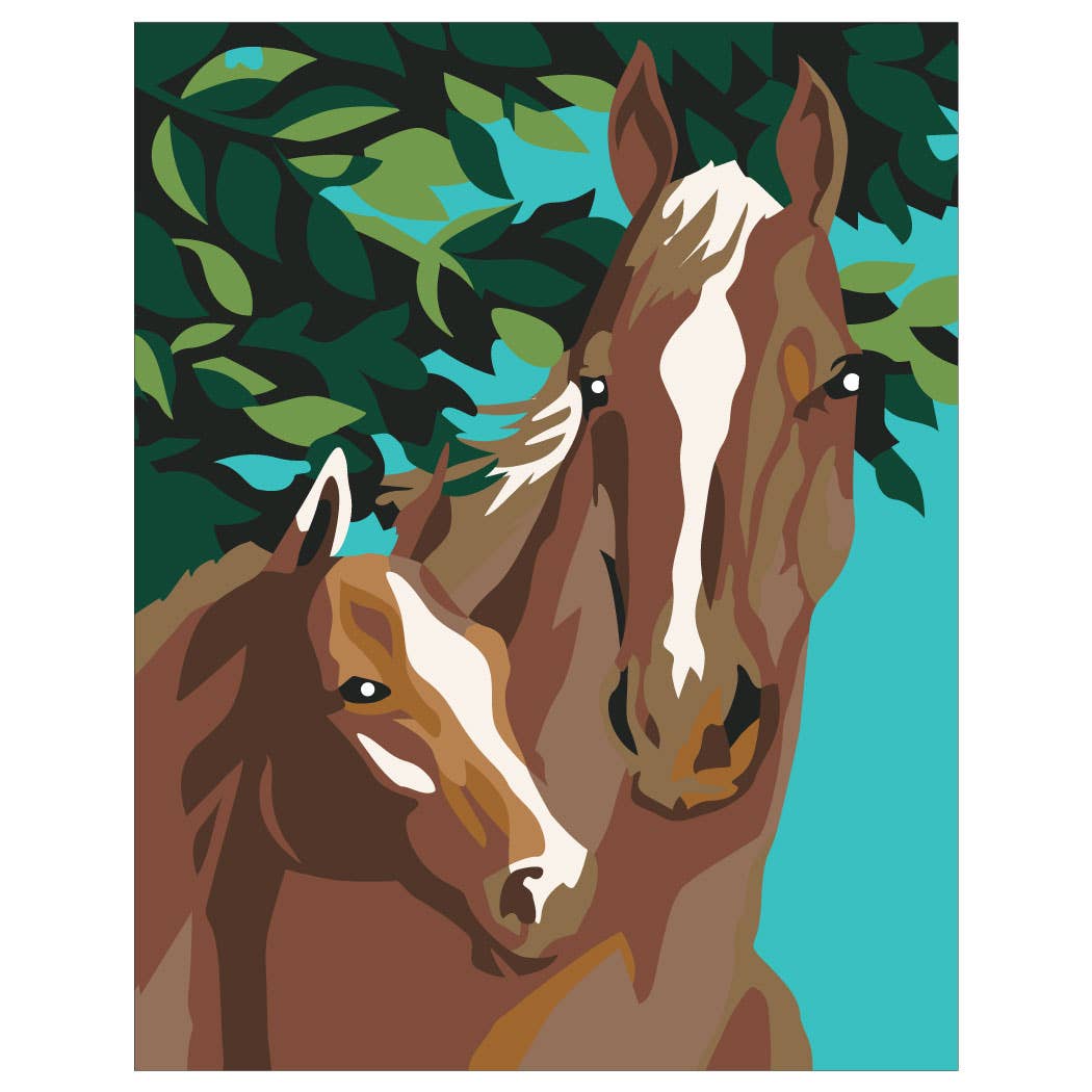 Paint By Number Style Horse & Colt Magnet - Vintage MC